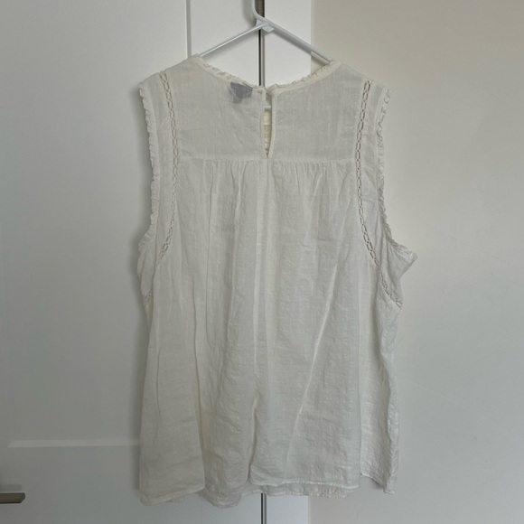 White Linen Babydoll Plus Size 4X Sleeveless Blouse - Picture 2 of 5